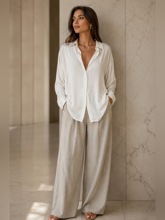Zara Tops - Zara White Button-Up Silk Blouse